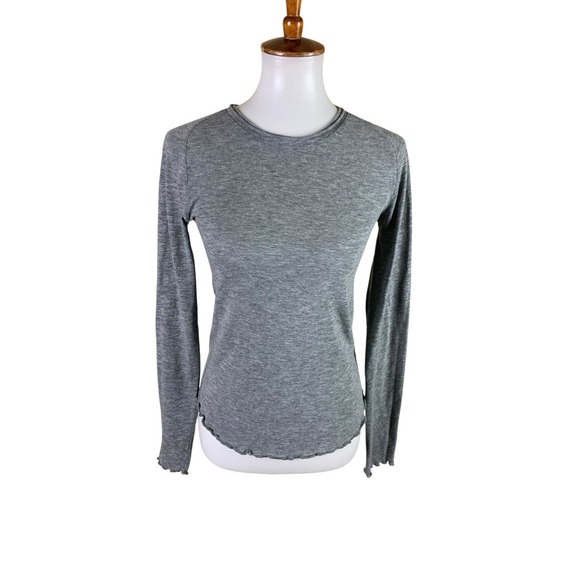 We The Free Tops - We The Free M Gray Long Sleeve Tee Lettuce Hem Grunge Y2K Casual Layering Top